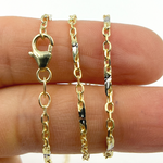 Load image into Gallery viewer, 14K Solid Gold Cable with Diamond Cut Bar Chain