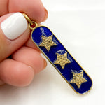 Load image into Gallery viewer, Silver Oval Stars Enamel Pendant