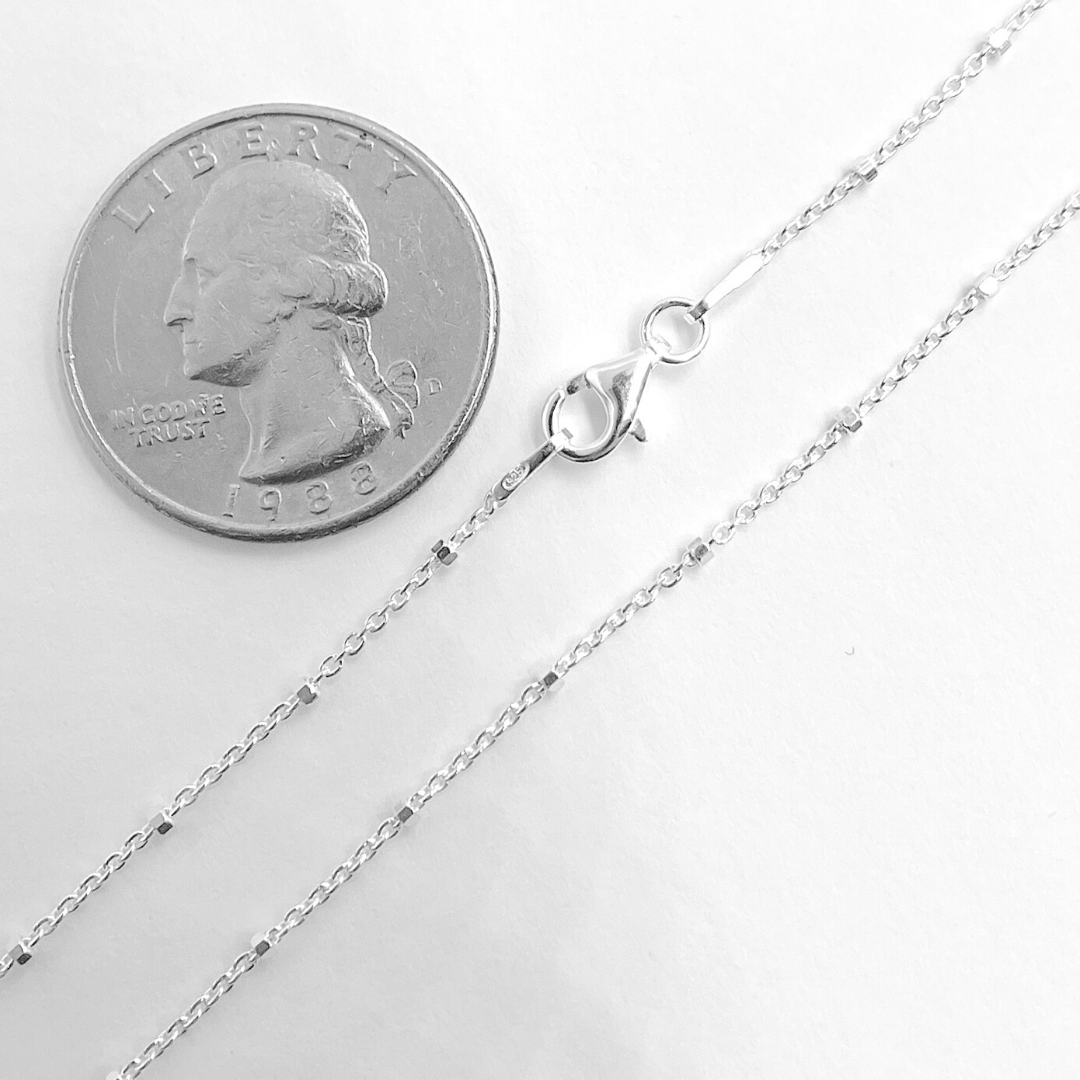 925 Sterling Silver Cube Satellite Finished Necklace. 31Necklace