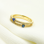 Load image into Gallery viewer, 14K Solid Gold Diamond & Blue Sapphire Ring.