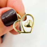 Load image into Gallery viewer, GDP670. 14K Solid Gold Round Heart Charm with Small Heart in the Center