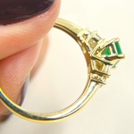 Load image into Gallery viewer, 14K Solid Yellow Gold Diamond and Emerald Cluster Ring.