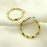 Load image into Gallery viewer, GER129. 14K Solid Gold Twisted Hoop with Texture