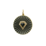 Load image into Gallery viewer, Gold and Sterling Silver Black Rhodium Fancy Diamond Circle Pendant