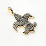 Load image into Gallery viewer, DP242. Diamond Sterling Silver Fleur De Lis Shape Pendant