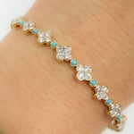 Load image into Gallery viewer, BNL68567. 14K Solid Yellow Gold Diamond and Gemstone Bangle