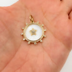 Load image into Gallery viewer, Buy Now 14K Solid Gold Mother of Pearl, Diamonds Star Pendant