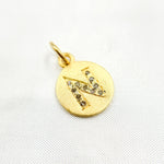 Load image into Gallery viewer, DC076. Diamond Sterling Silver Letter "N" Round Charm