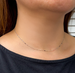 Load image into Gallery viewer, 14K White Solid Gold Flat Bar and Singapore Link Necklaces