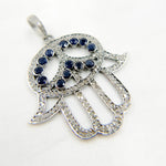 Load image into Gallery viewer, DP2005. Diamond Sterling Silver Hamsa Pendant with Gemstone