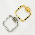 Load image into Gallery viewer, DC082A. Diamond Sterling Silver Square Enamel Carabiner Clasp