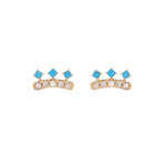 Load image into Gallery viewer, EFB53898. 14K Solid Gold Diamond and Turquoise Fancy Stud Earrings