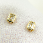 Load image into Gallery viewer, 14k Solid Yellow Gold Rectangle Diamond Studs