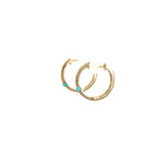 Load image into Gallery viewer, EHC56665TQ. 14k Solid Gold Diamond and Turquoise Hoops