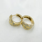 Load image into Gallery viewer, HP401867. 14K Solid Yellow Matte Gold Diamond Hoop Earring