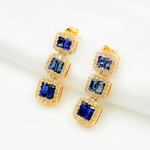 Load image into Gallery viewer, EFF52119BS. 14k Solid Gold Diamond and Blue Sapphire Dangle Earrings