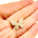 Load image into Gallery viewer, NFH71181. 14K Solid Gold Diamond Butterfly Necklace