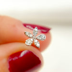 Load image into Gallery viewer, ER413387. 14K Solid Gold Diamond Flower Studs