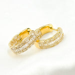 Load image into Gallery viewer, EHL56701. 14K Solid Gold Baguette Diamond Huggies