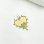 Load image into Gallery viewer, 14k Solid Gold Diamond and Gemstone Double Heart Charm. GDP493