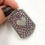 Load image into Gallery viewer, DP187. Diamond Sterling Silver Rectangle Heart Pendant with Gemstone
