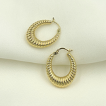 Load image into Gallery viewer, GER128. 14K Solid Gold Chunky Croissant Hollow Hoop Earrings