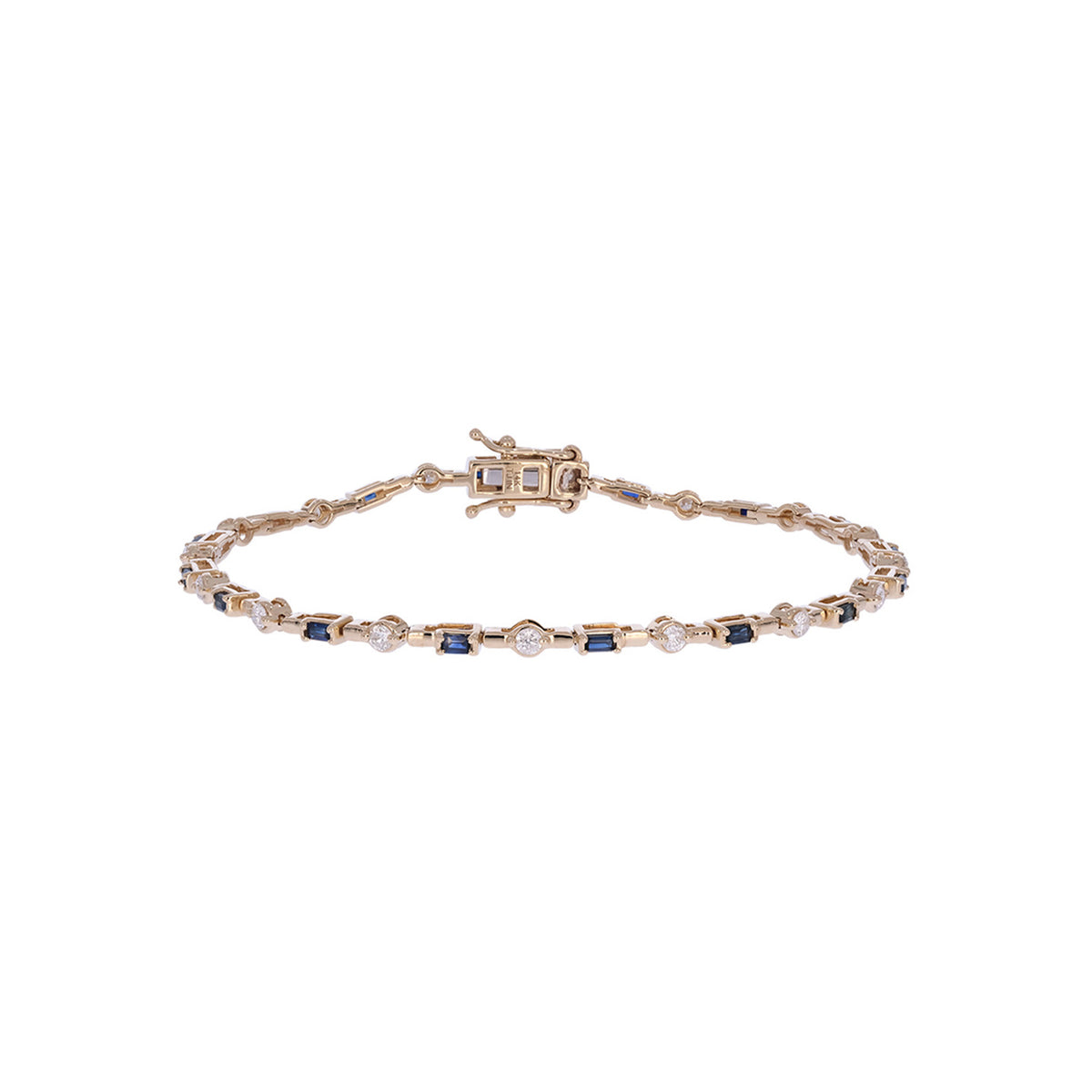 BFH60606. 14K Solid Gold Diamond and Gmestone Fancy Bracelet