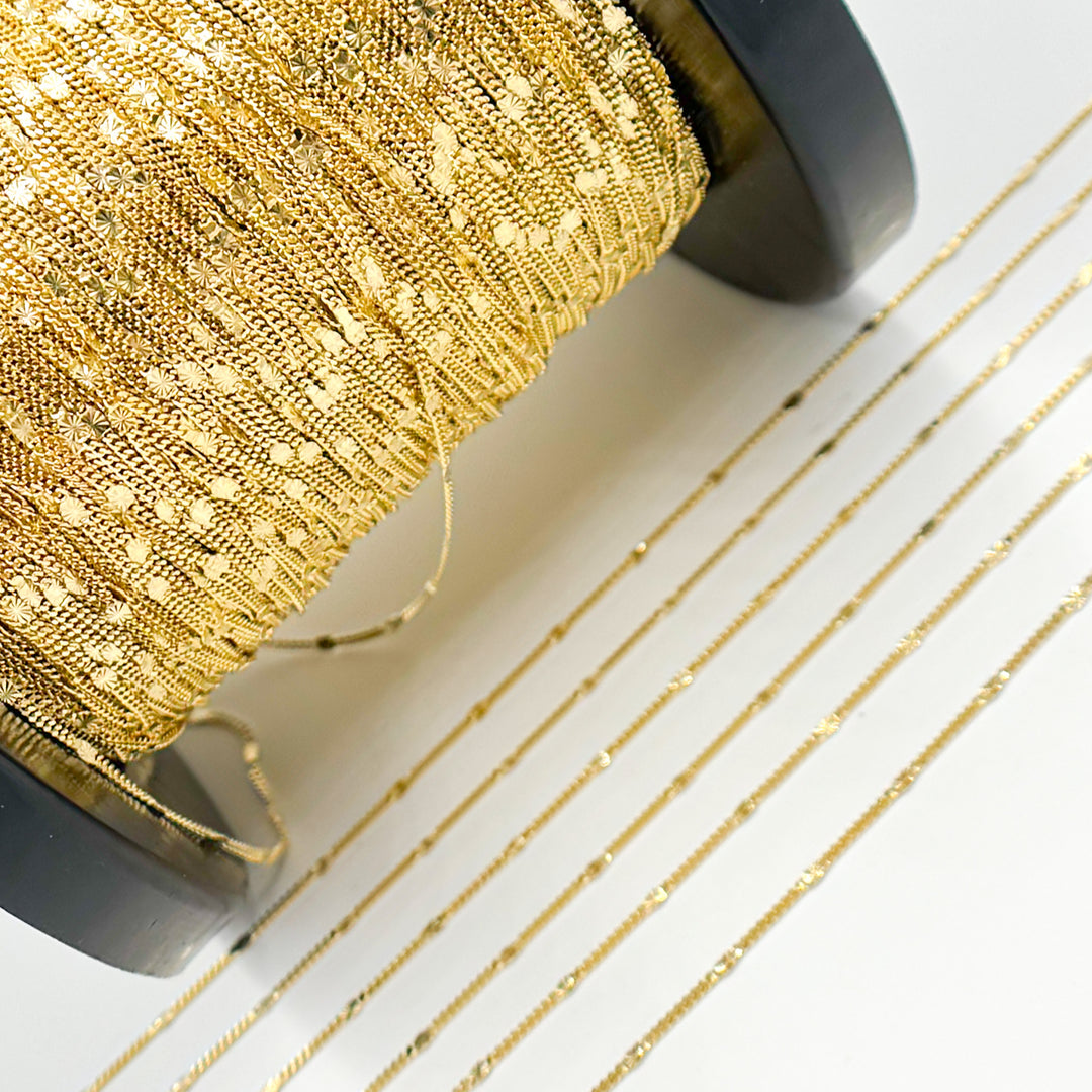 Buy 14k Solid Gold Curb & Diamond Cut Marina Link Chain