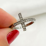 Load image into Gallery viewer, DR03. Diamond Black Rhodium Sterling Silver Cross Ring