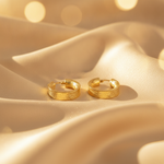Load image into Gallery viewer, GER105. 14K Solid Gold Flat Diamond Cut Hollow Hoop Earrings
