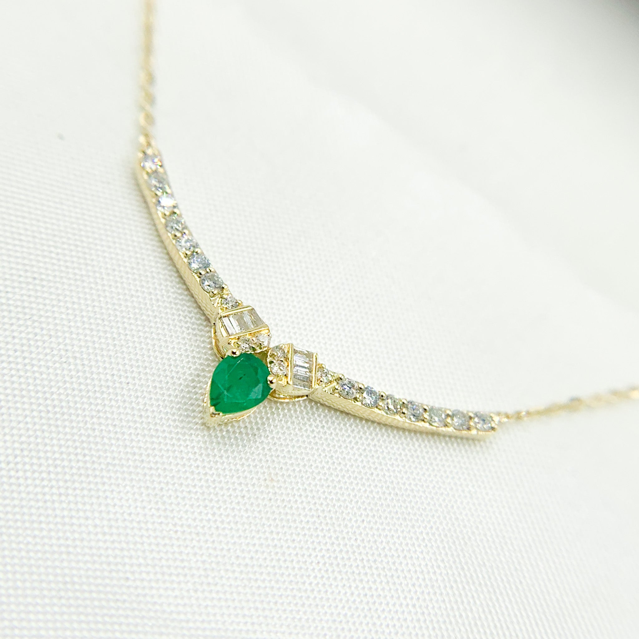14K Solid Gold Diamond and Gemstone Necklace