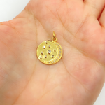 Load image into Gallery viewer, 14K Solid Gold with Diamonds Circle Charm with Moon and Dots in the Center. GDP252