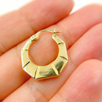 Load image into Gallery viewer, GER135. 14K Gold Hexagon Hollow Hoop Earrings