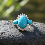 Load image into Gallery viewer, CR97317TQ14X10. 18K Solid Gold Diamond & Turquoise Ring