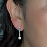 Load image into Gallery viewer, EFI51973TQ. 14k Solid Gold Diamond and Turquoise Dangle Earrings