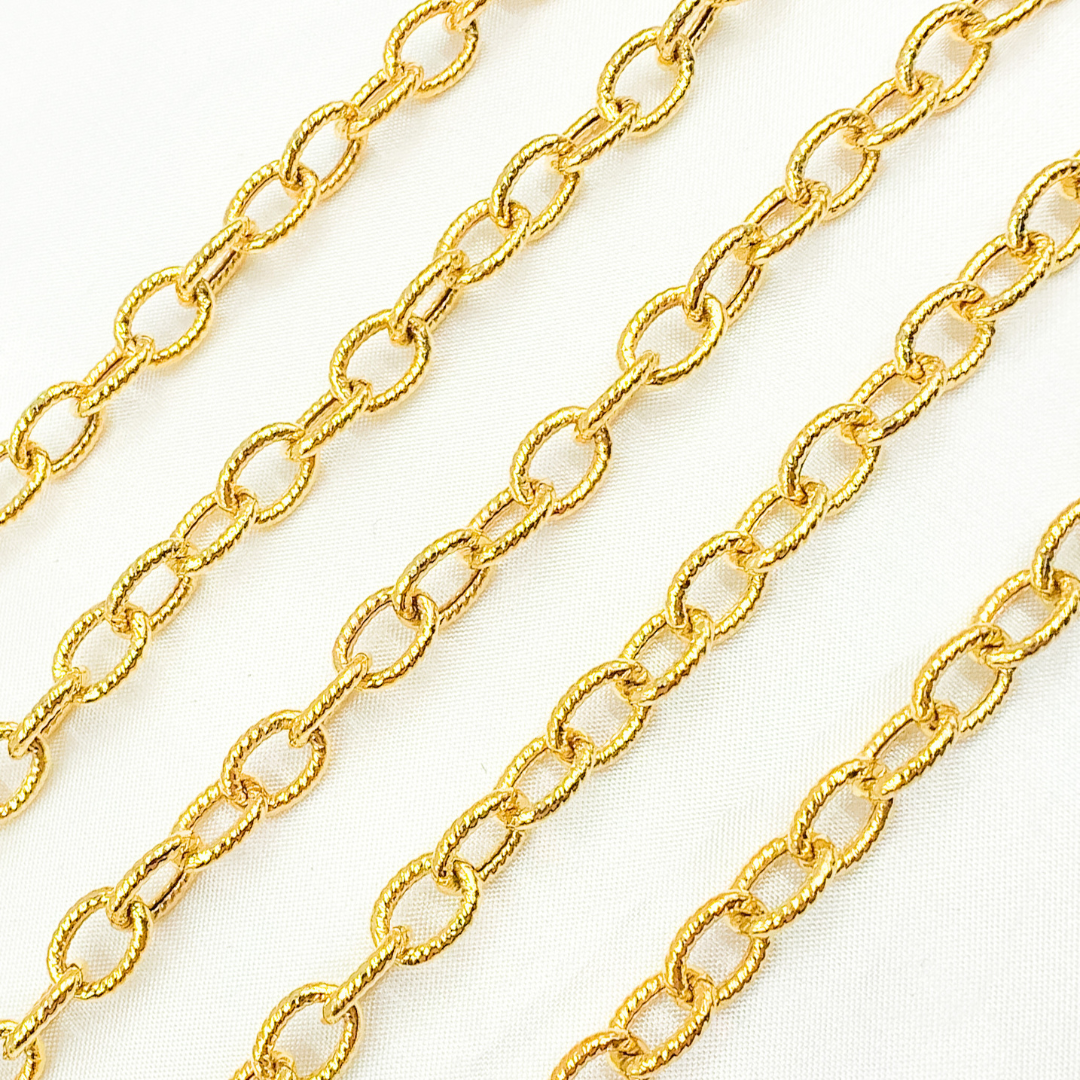 Gold Plated 925 Sterling Silver Textured Oval Links