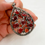 Load image into Gallery viewer, DSP019. Diamond Sterling Silver Drop Pendant With Gemstone