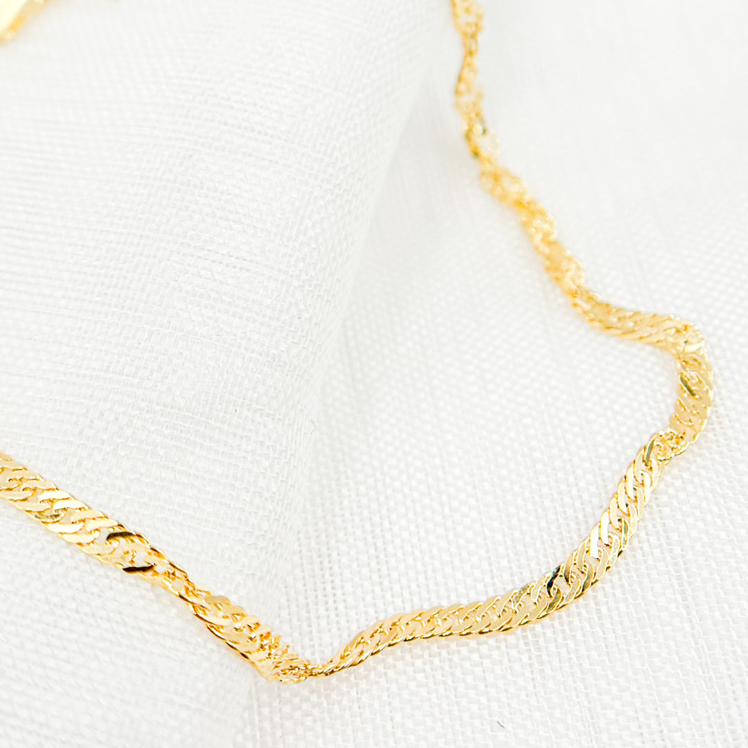 14K Solid Yellow Gold Wheat Bracelet