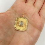 Load image into Gallery viewer, CGDP47.14K Solid Gold Charm Rectangular Pendant with Diamonds