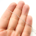 Load image into Gallery viewer, 14K Solid White Gold Diamond Cut Bar Chain
