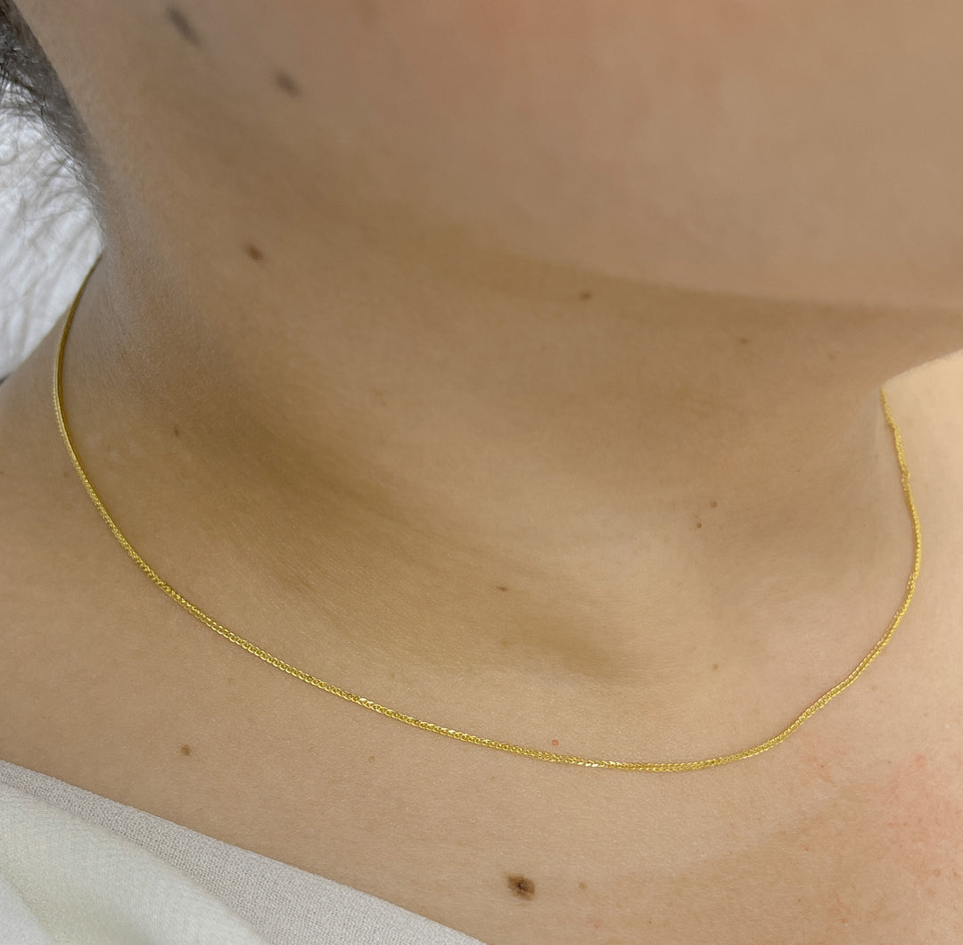 14K Solid Gold Wheat Chain