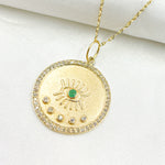 Load image into Gallery viewer, 14K Solid Gold with Diamonds Circle Shape with Eye Charm. GDP106