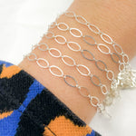 Load image into Gallery viewer, 790FSS. Sterling Silver Flat Long and Short Oval Link Chain