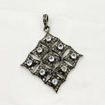 Load image into Gallery viewer, DP168. Diamond Sterling Silver Rhombus Shape Pendant with Gemstone