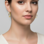 Load image into Gallery viewer, GER56. 14K Solid Tri-Color Gold Round Hollow Hoop Earrings β Classic Hoops