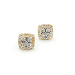 Load image into Gallery viewer, EFE51918. 14K Solid Gold and Diamonds Square Earrings
