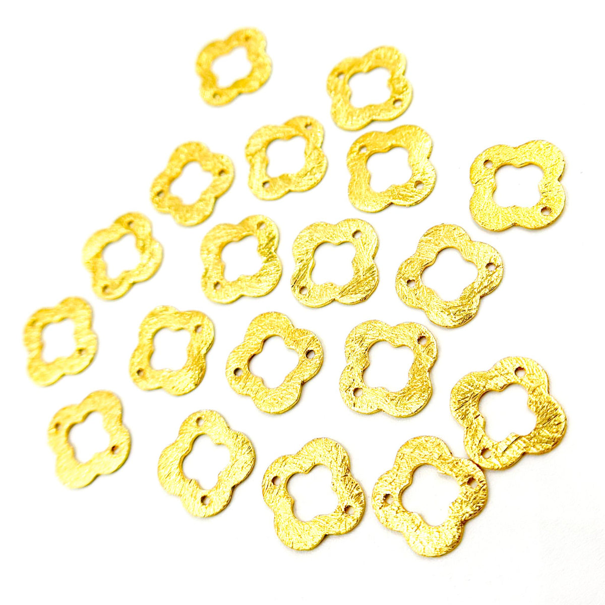 GPBS17. 10mm Gold-plated Sterling Silver Brushed Flower Connector