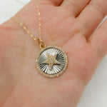Load image into Gallery viewer, KSG66. 14k Solid Gold and Sterling Silver Black Rhodium Diamond Circle and Star Charm