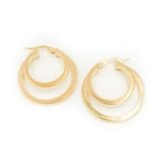 Load image into Gallery viewer, 14K Gold Fancy Hollow Double Hoop Earrings