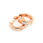 Load image into Gallery viewer, Buy 14K Solid Rose Gold Diamond Hoop Earrings